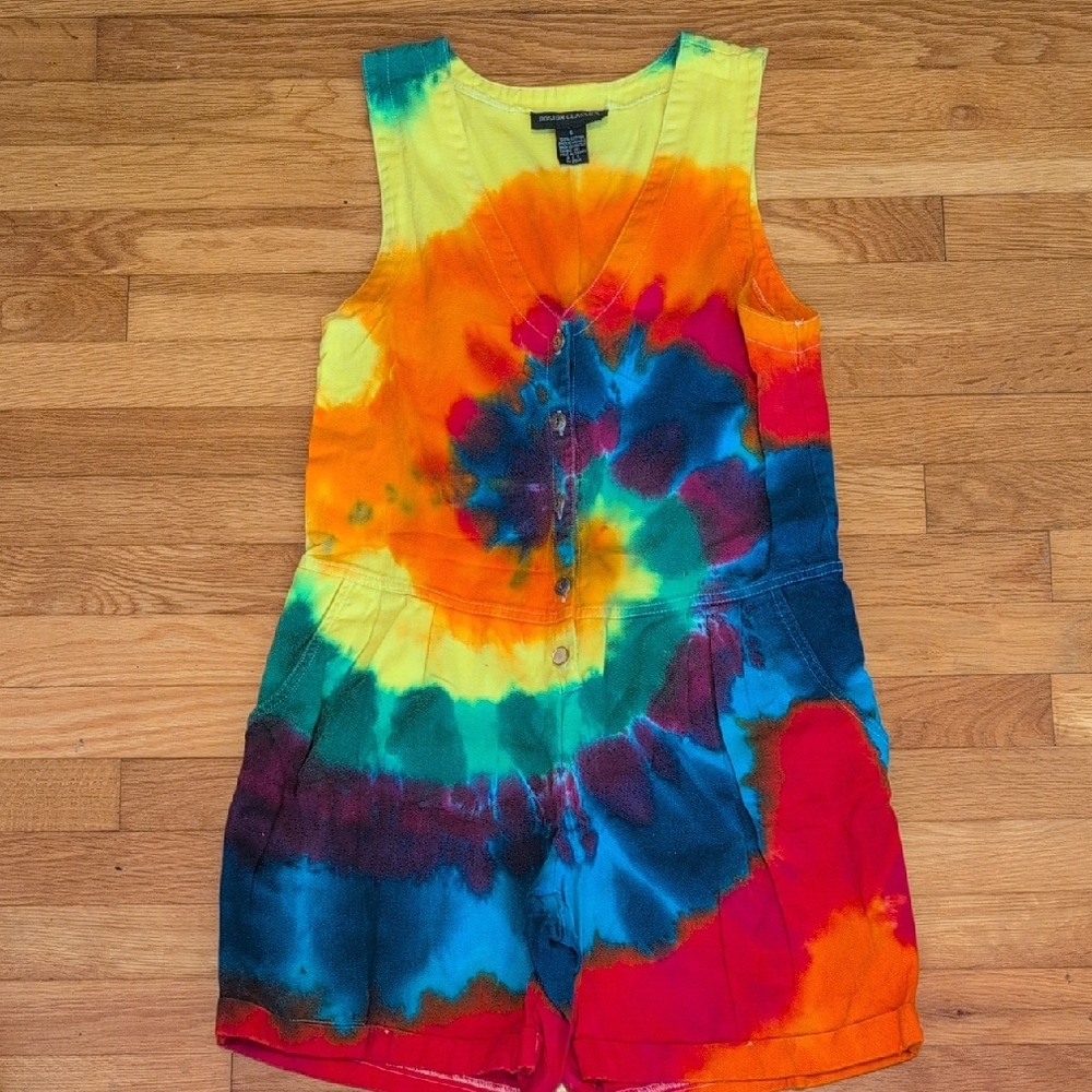 Colorful Tie-Dye Romper Vtg Women's 6